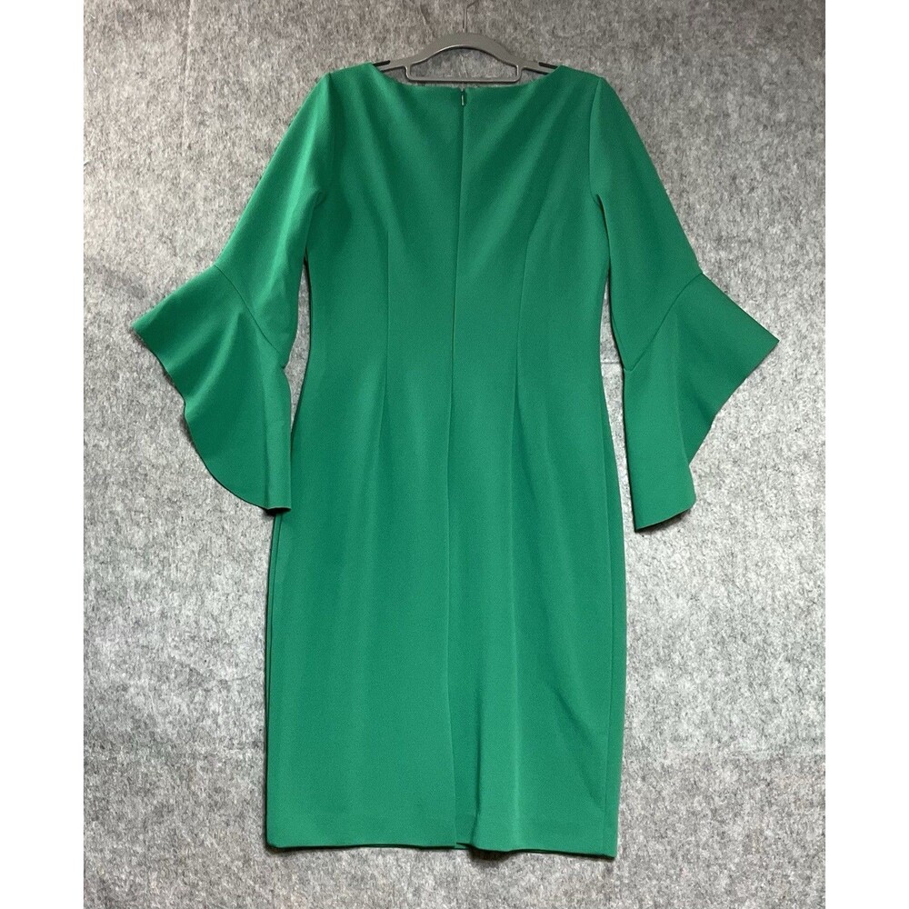 Vince Camuto Dress Womens 8 Green Bell Sleeves Midi Classic Christmas - Picture 5 of 11